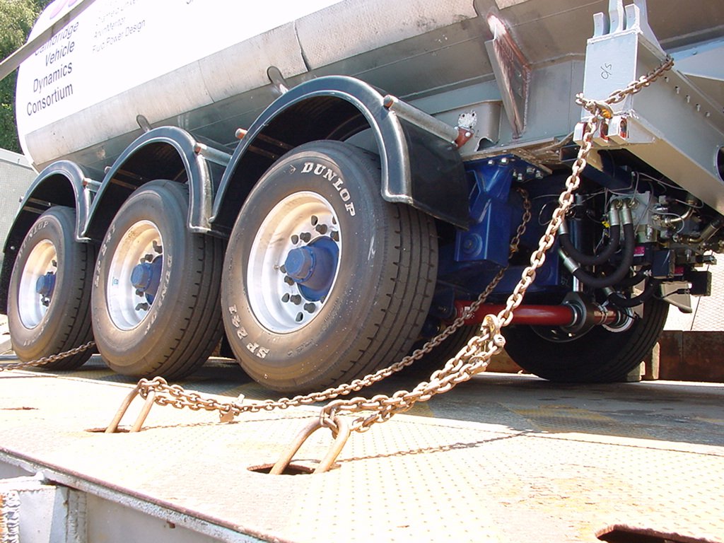 Tilted Trailer with Suspension Active - Close-up